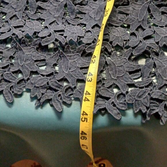 FEW MODA, Floral Navy Lace Crochet Overlay  Spaghetti Strap Dress - Picture 6 of 7